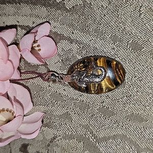 New Sterling Silver Tiger eye mermaid pendant